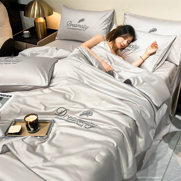 Conjunto de Cama de Seda Gelada Para o Verão [Compre 1 Leve 2]