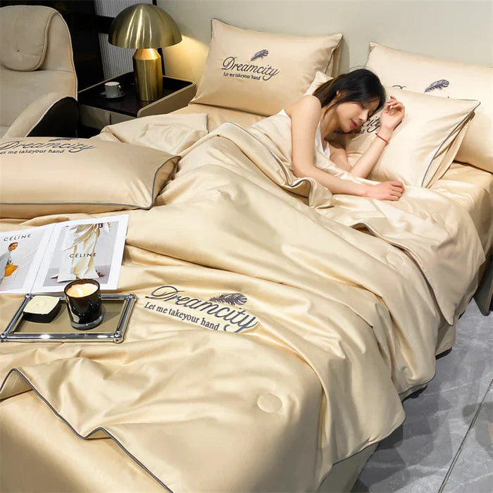Conjunto de Cama de Seda Gelada Para o Verão [Compre 1 Leve 2]